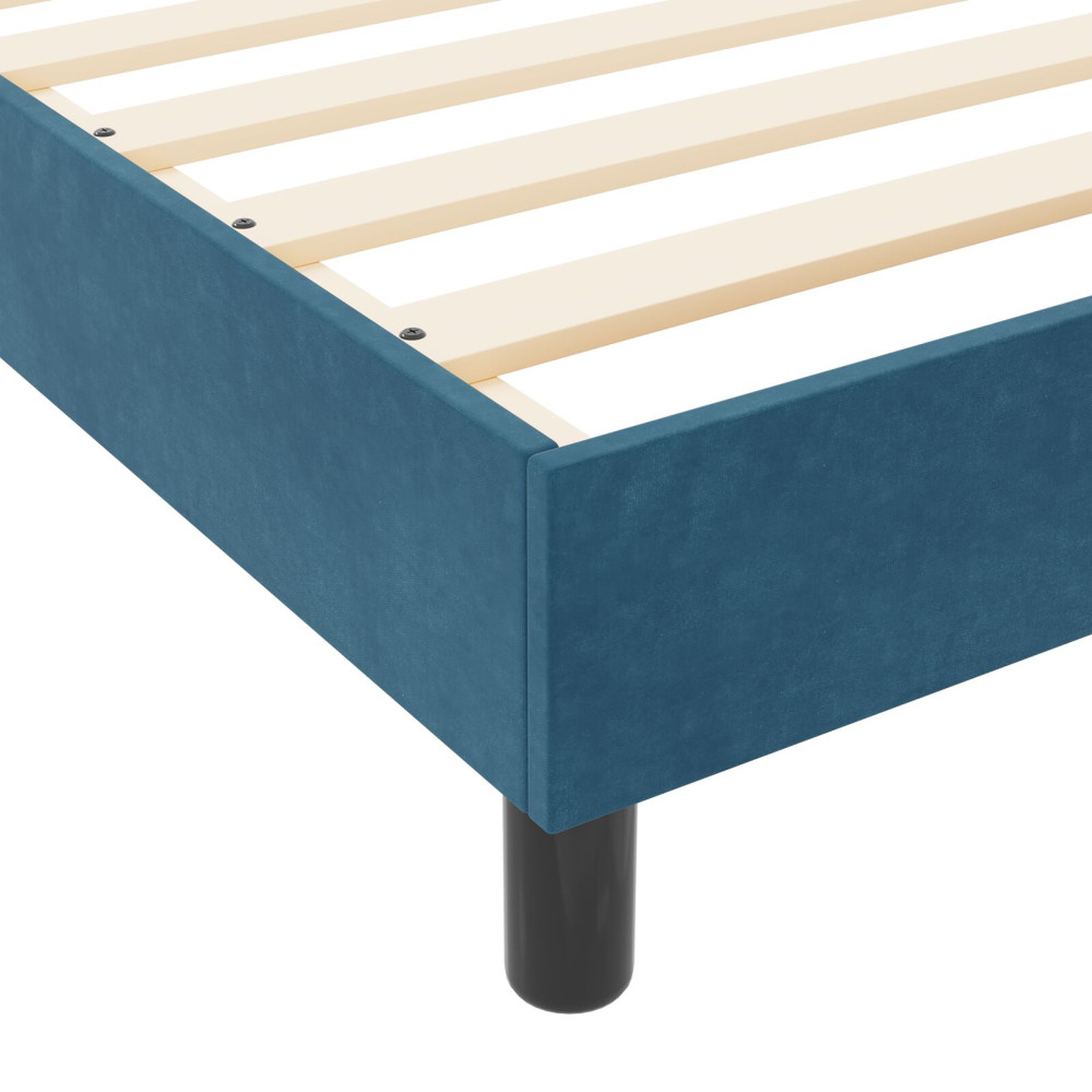 Produktbild för Bäddfjäder med huvudgavel Mörkblå 180 x 200 cm Sammet