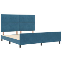 Produktbild för Bäddfjäder med huvudgavel Mörkblå 180 x 200 cm Sammet