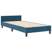 Produktbild för Bäddfjäder med huvudgavel Mörkblå 180 x 200 cm Sammet
