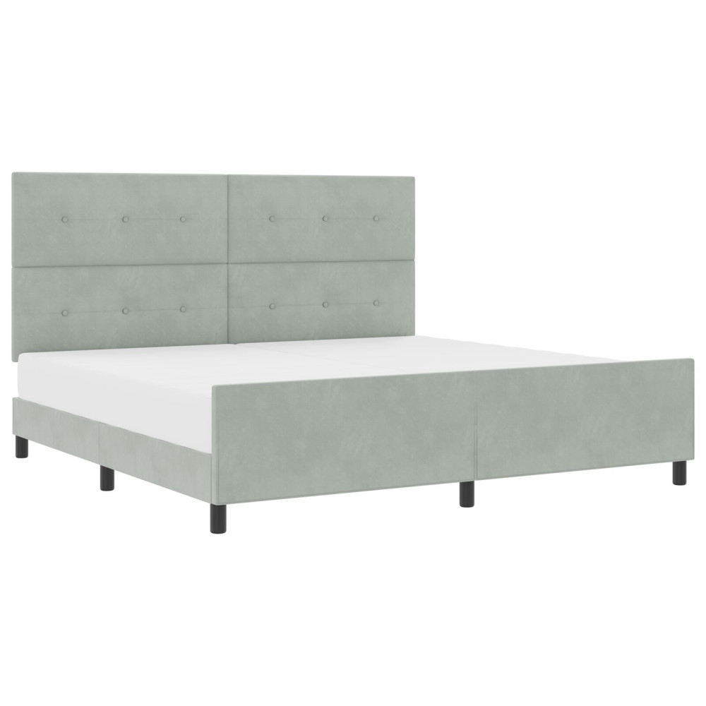 Produktbild för Bäddfjäder med huvudgavel Ljusgrå 200 x 200 cm Sammet