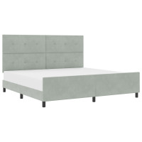 Produktbild för Bäddfjäder med huvudgavel Ljusgrå 200 x 200 cm Sammet