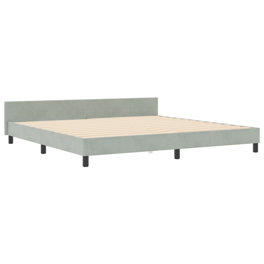 Produktbild för Bäddfjäder med huvudgavel Ljusgrå 200 x 200 cm Sammet