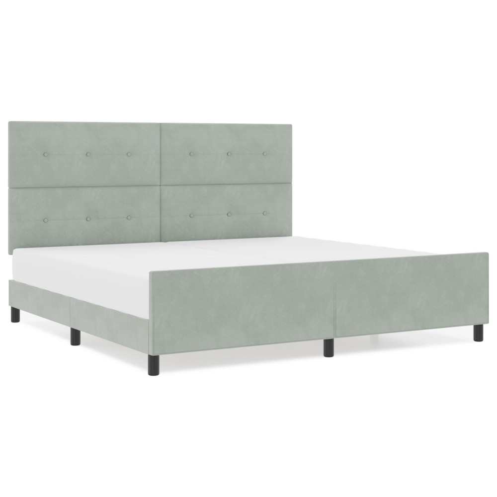 Produktbild för Bäddfjäder med huvudgavel Ljusgrå 200 x 200 cm Sammet