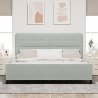 Produktbild för Bäddfjäder med huvudgavel Ljusgrå 200 x 200 cm Sammet