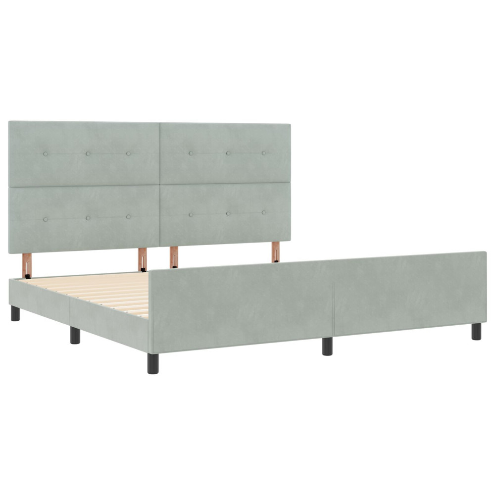 Produktbild för Bäddfjäder med huvudgavel Ljusgrå 200 x 200 cm Sammet
