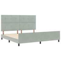 Produktbild för Bäddfjäder med huvudgavel Ljusgrå 200 x 200 cm Sammet