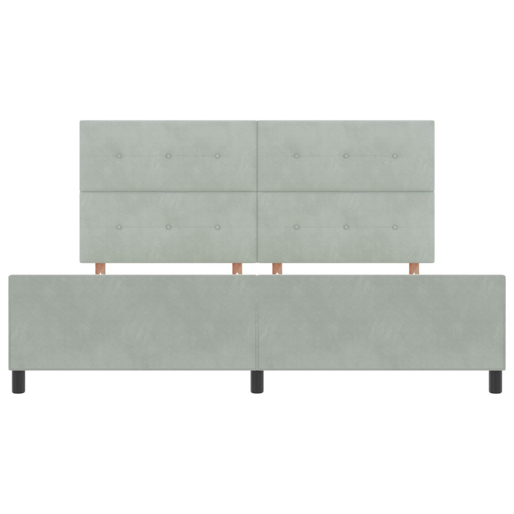 Produktbild för Bäddfjäder med huvudgavel Ljusgrå 200 x 200 cm Sammet