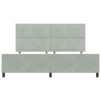 Produktbild för Bäddfjäder med huvudgavel Ljusgrå 200 x 200 cm Sammet