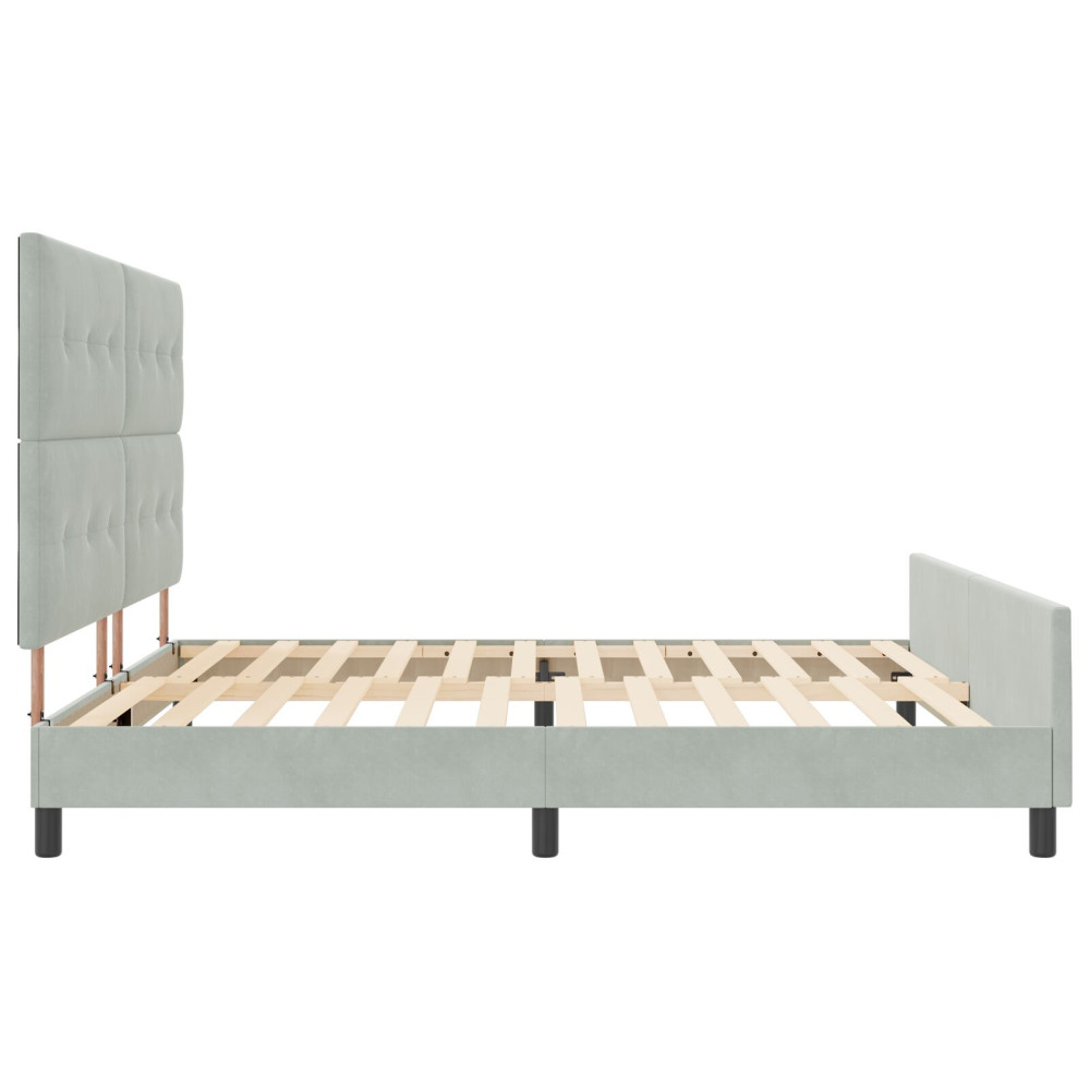 Produktbild för Bäddfjäder med huvudgavel Ljusgrå 200 x 200 cm Sammet