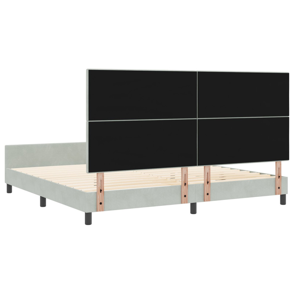 Produktbild för Bäddfjäder med huvudgavel Ljusgrå 200 x 200 cm Sammet