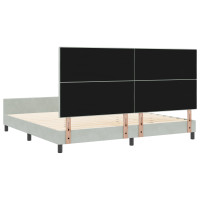 Produktbild för Bäddfjäder med huvudgavel Ljusgrå 200 x 200 cm Sammet