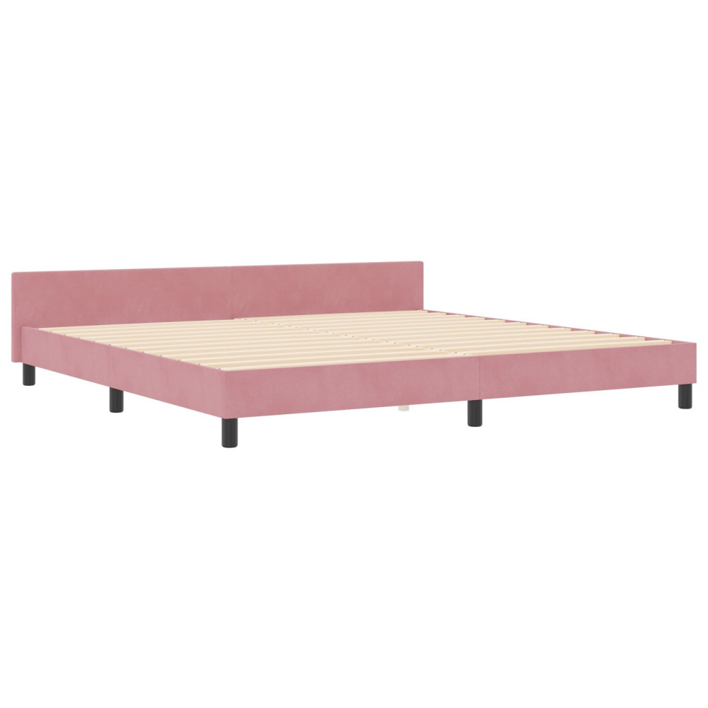 Produktbild för Bäddfjäder med huvudgavel Rosa 200 x 200 cm Sammet