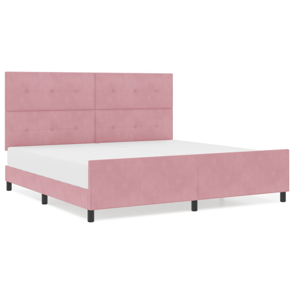 Produktbild för Bäddfjäder med huvudgavel Rosa 200 x 200 cm Sammet