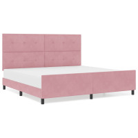 Produktbild för Bäddfjäder med huvudgavel Rosa 200 x 200 cm Sammet