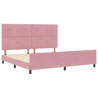 Produktbild för Bäddfjäder med huvudgavel Rosa 200 x 200 cm Sammet