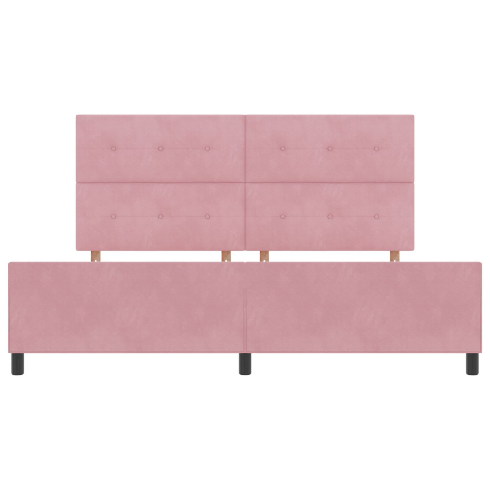 Produktbild för Bäddfjäder med huvudgavel Rosa 200 x 200 cm Sammet