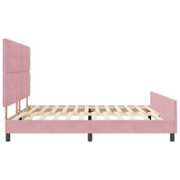 Produktbild för Bäddfjäder med huvudgavel Rosa 200 x 200 cm Sammet