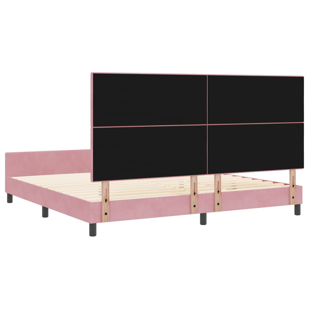 Produktbild för Bäddfjäder med huvudgavel Rosa 200 x 200 cm Sammet