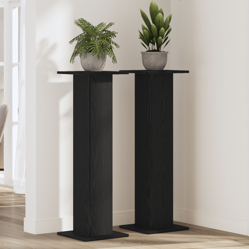 Produktbild för Växtställ 2 pcs Svart Ek 30 x 30 x 95 cm Konstruerat trä