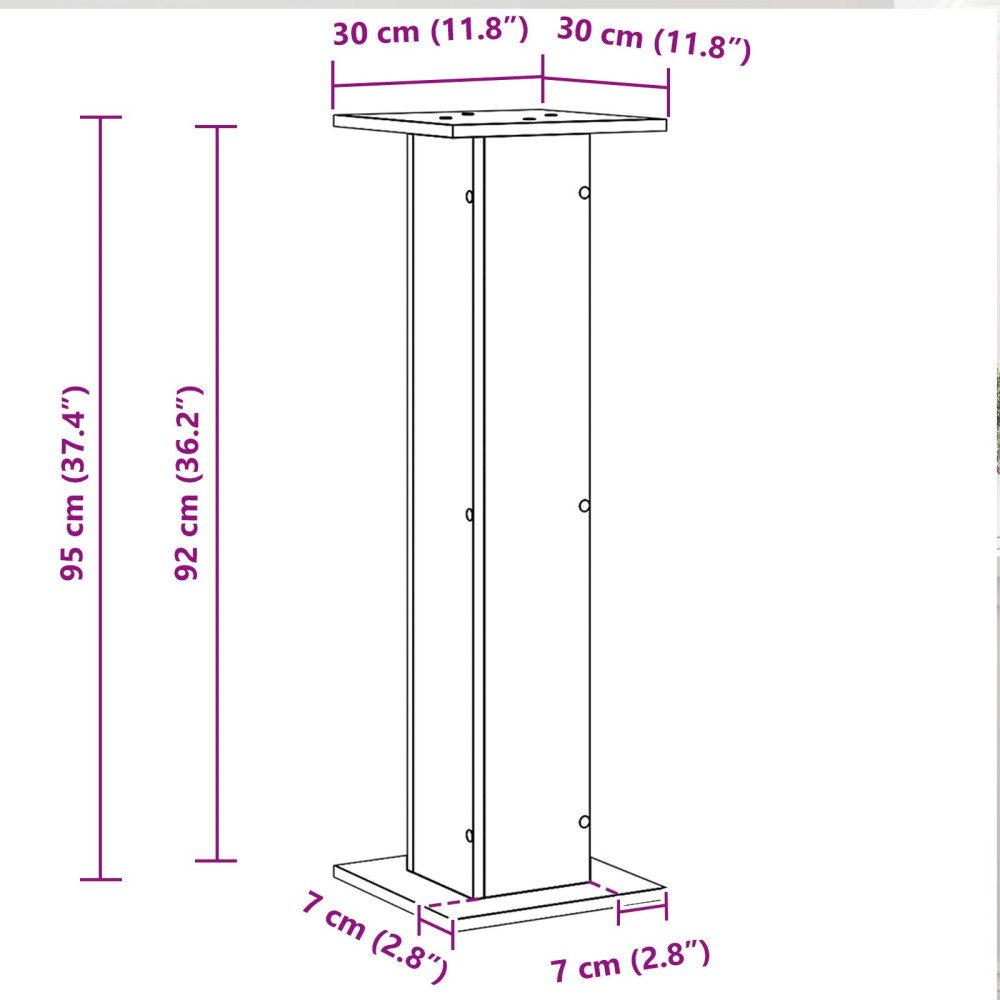 Produktbild för Växtställ 2 pcs Svart Ek 30 x 30 x 95 cm Konstruerat trä