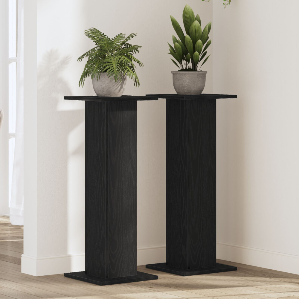 Produktbild för Växtställ 2 pcs Svart Ek 30 x 30 x 80 cm Konstruerat trä