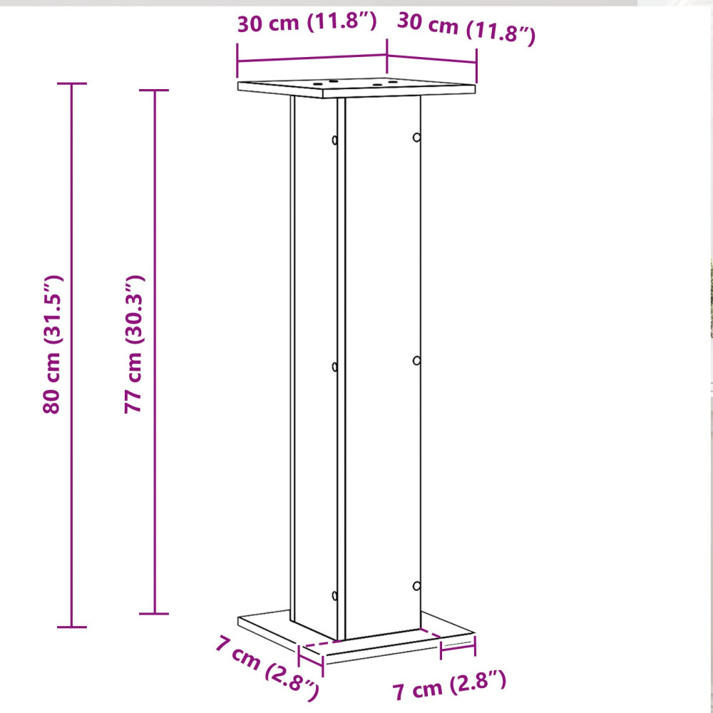 Produktbild för Växtställ 2 pcs Svart Ek 30 x 30 x 80 cm Konstruerat trä