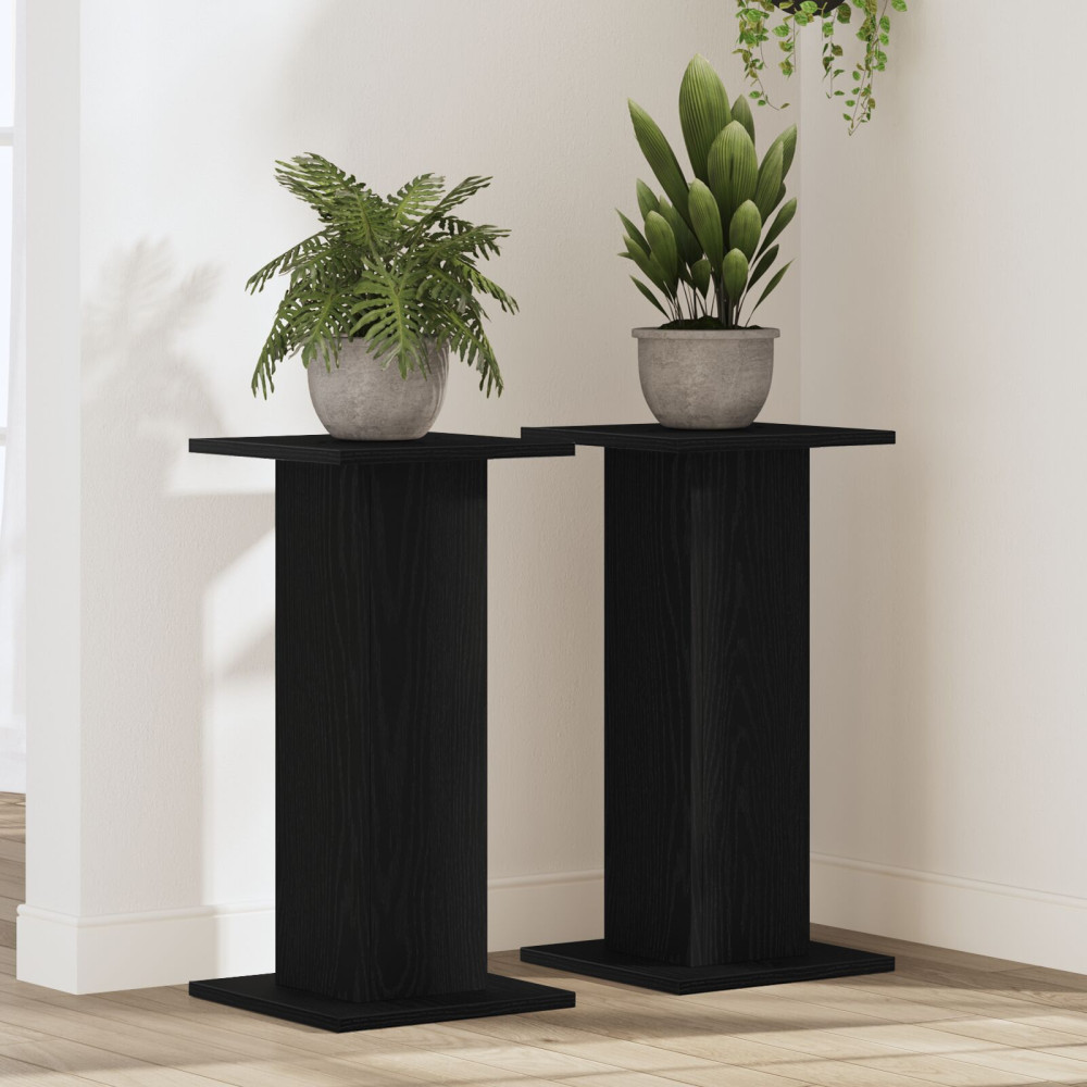 Produktbild för Växtställ 2 pcs Svart Ek 30 x 30 x 60 cm Konstruerat trä