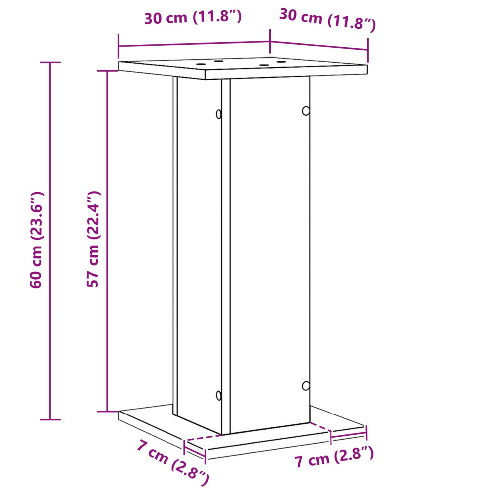 Produktbild för Växtställ 2 pcs Svart Ek 30 x 30 x 60 cm Konstruerat trä