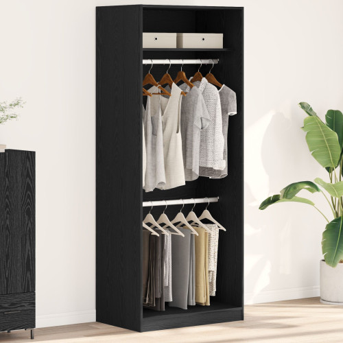 vidaXL Garderob med hylla Svart Ek 80 x 50 x 200 cm Konstruerat trä