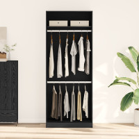 Produktbild för Garderob med hylla Svart Ek 80 x 50 x 200 cm Konstruerat trä