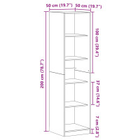 Produktbild för Garderob med hylla Svart Ek 50 x 50 x 200 cm Konstruerat trä