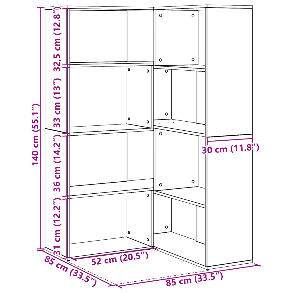 Produktbild för Garderob 2 pcs Svart Ek 85 x 85 x 140 cm Konstruerat trä
