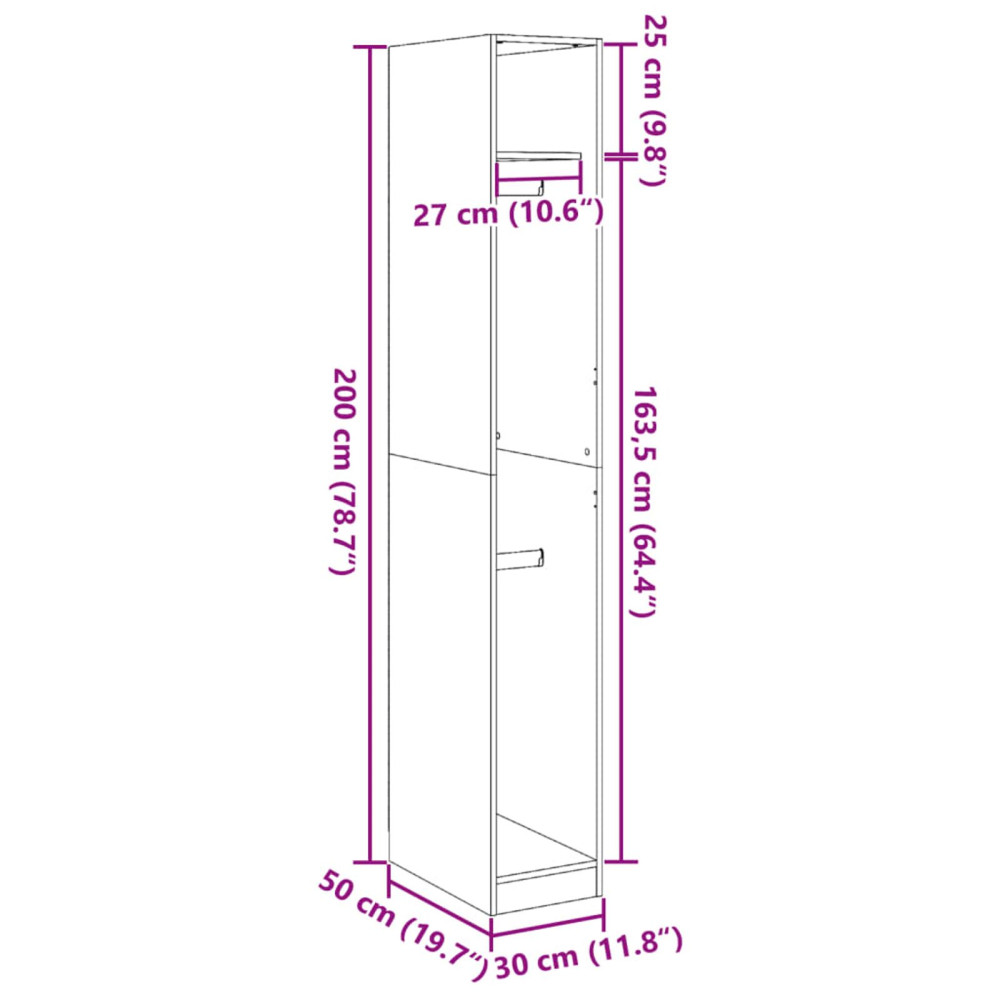 Produktbild för Garderob med hylla Gammalt trä 30 x 50 x 200 cm Konstruerat trä