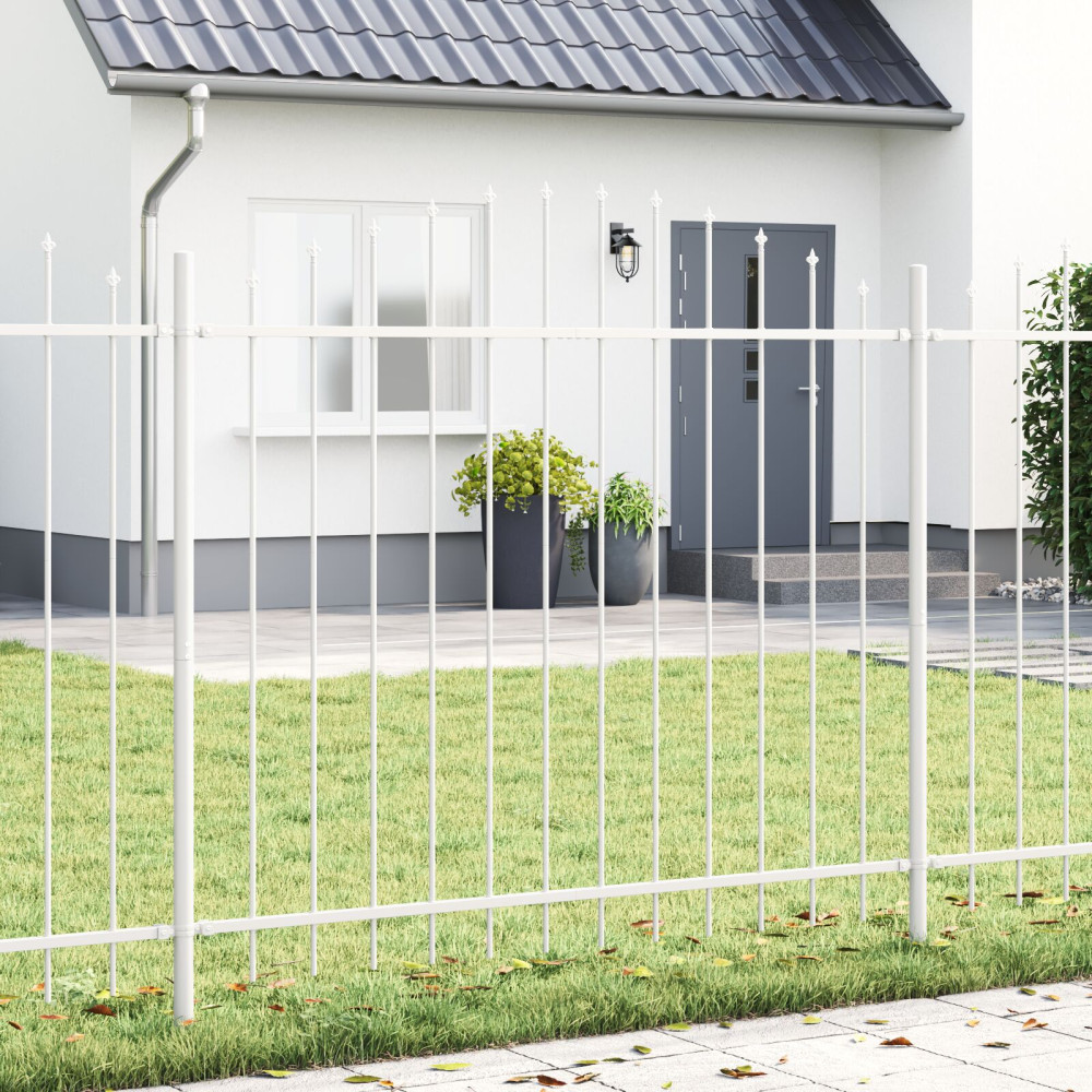 Produktbild för Trädgårdsstängsel 5 pcs Vit 170 x 165 cm Pulverlackerat stål