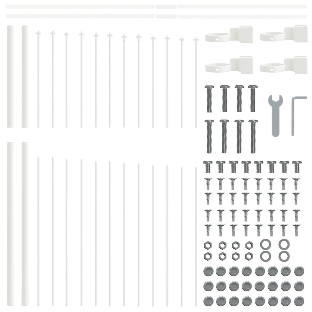 Produktbild för Trädgårdsstängsel 5 pcs Vit 170 x 165 cm Pulverlackerat stål