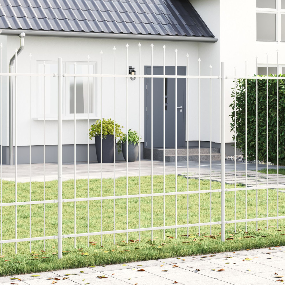 Produktbild för Trädgårdsstängsel 5 pcs Vit 170 x 215 cm Pulverlackerat stål