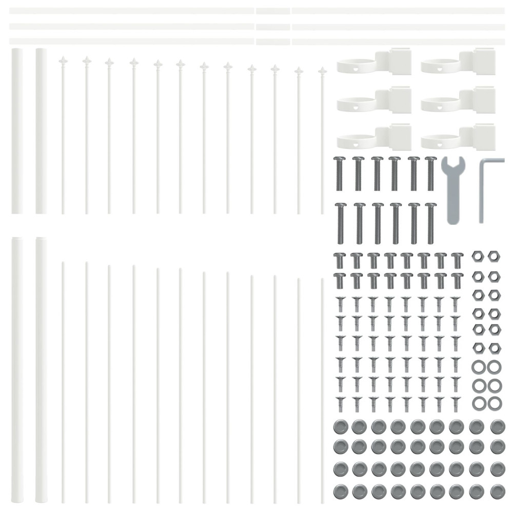 Produktbild för Trädgårdsstängsel 5 pcs Vit 170 x 215 cm Pulverlackerat stål