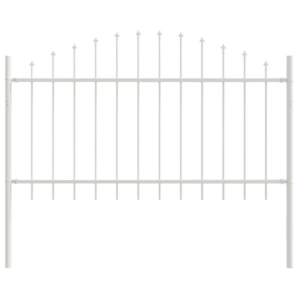 Produktbild för Trädgårdsstängsel 7 pcs Vit 170 x 140 cm Pulverlackerat stål