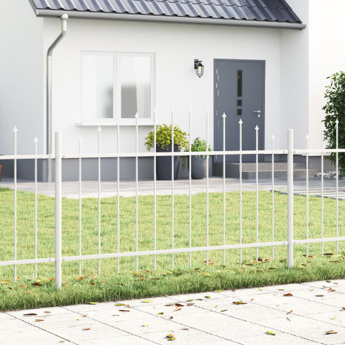 vidaXL Trädgårdsstängsel 8 pcs Vit 170 x 140 cm Pulverlackerat stål