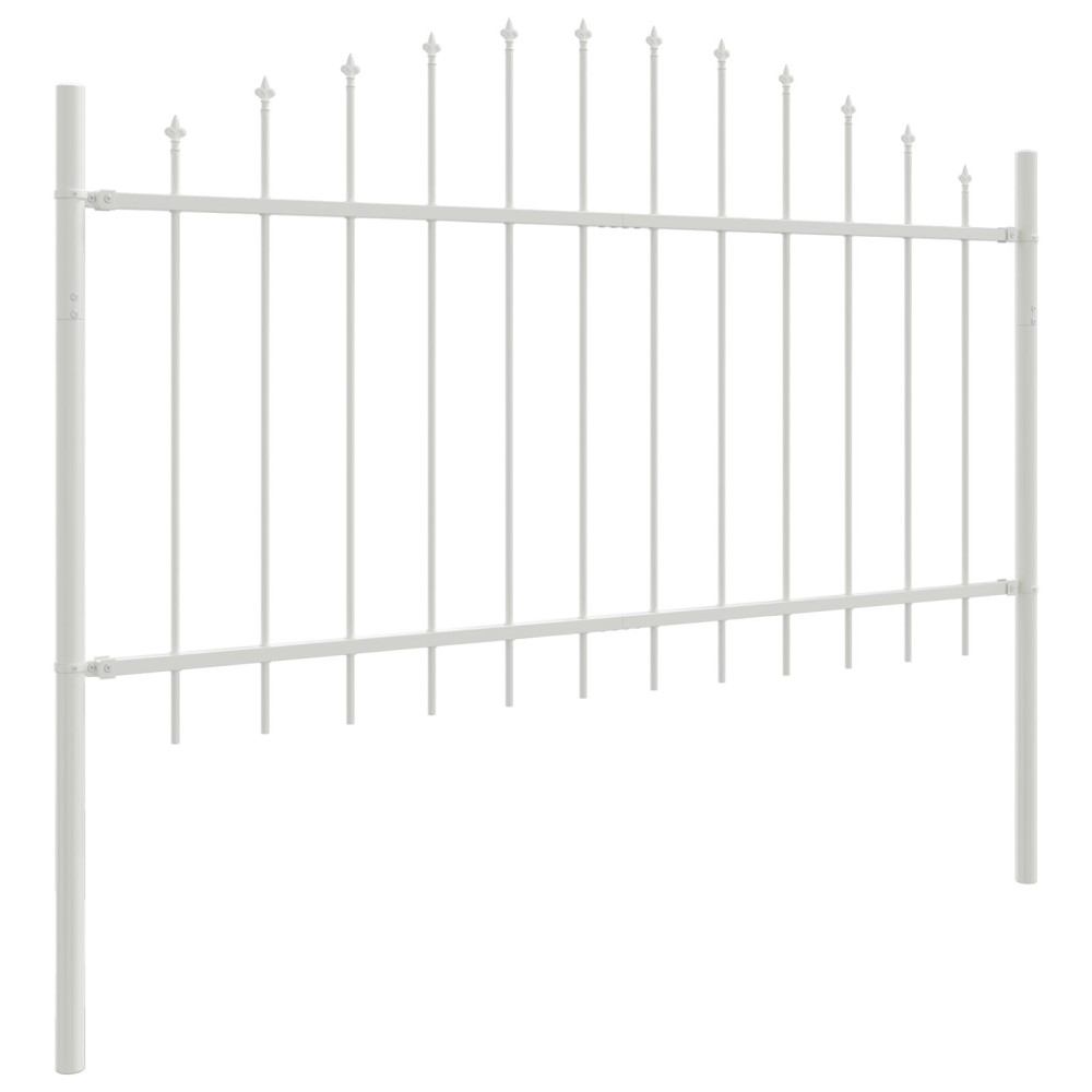 Produktbild för Trädgårdsstängsel 8 pcs Vit 170 x 140 cm Pulverlackerat stål