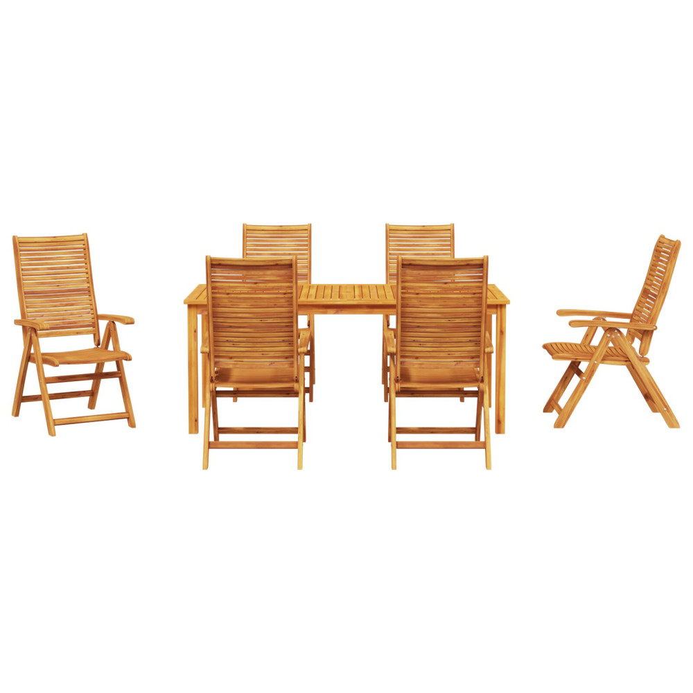 Produktbild för Trädgårdsmöbelset 7 pcs Brun Massivt Akaciaträ