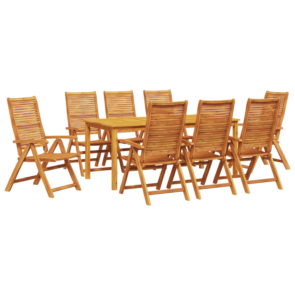 Produktbild för Trädgårdsmöbelset 9 pcs Brun Massivt Akaciaträ