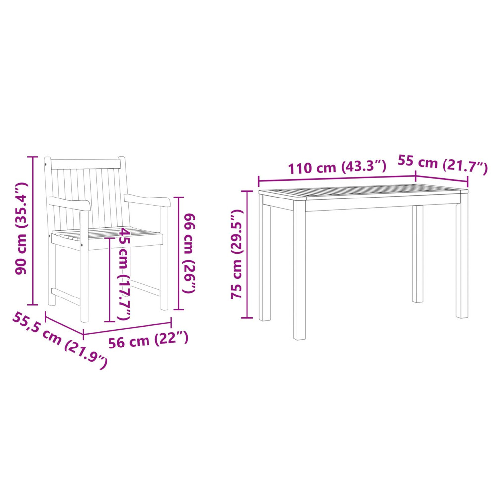 Produktbild för Trädgårdsmöbelset 3 pcs Brun Massivt Akaciaträ