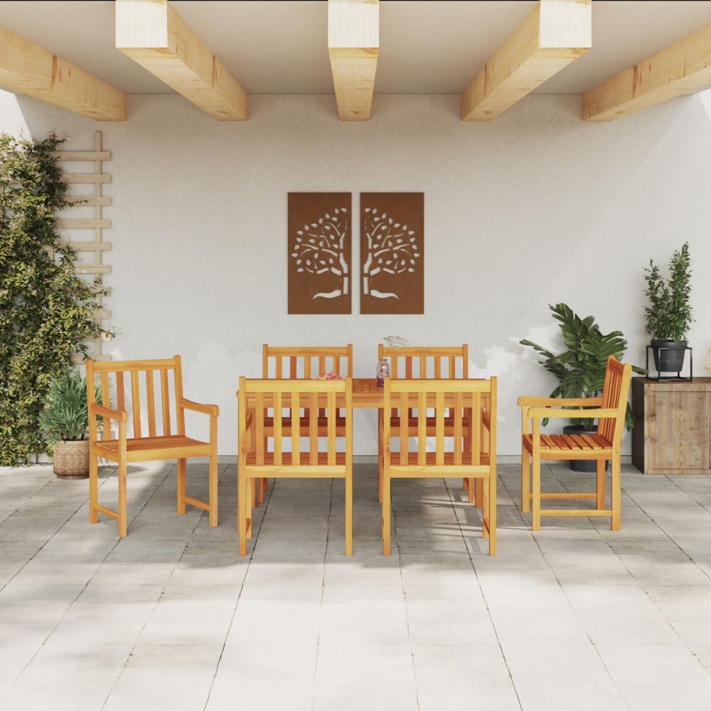 Produktbild för Trädgårdsmöbelset 7 pcs Brun Massivt Akaciaträ