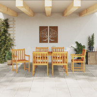 Produktbild för Trädgårdsmöbelset 7 pcs Brun Massivt Akaciaträ