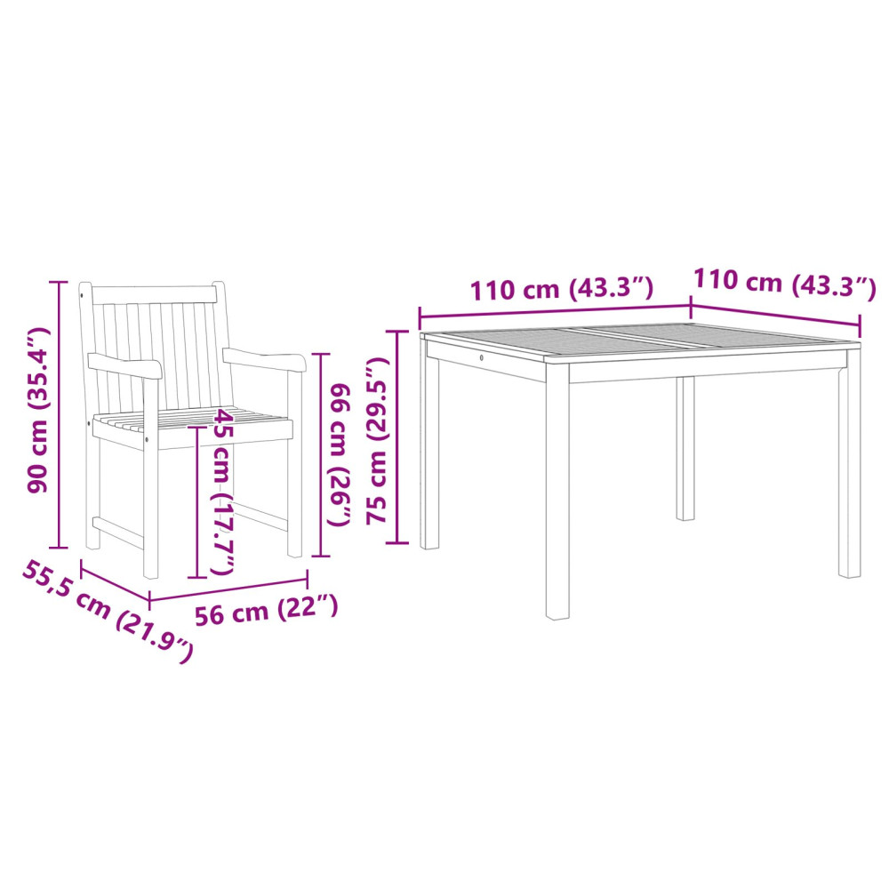 Produktbild för Trädgårdsmöbelset 3 pcs Brun Massivt akaciaträ