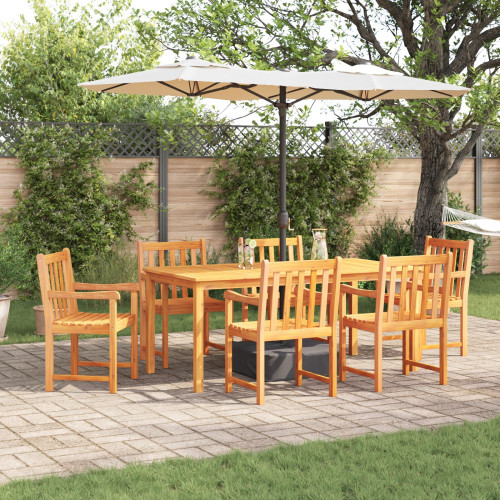 vidaXL Trädgårdsmöbelset 7 pcs Brun Massivt Akaciaträ