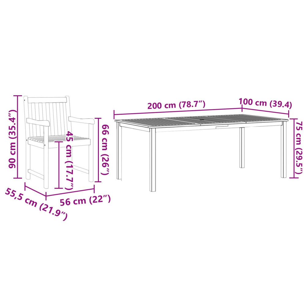 Produktbild för Trädgårdsmöbelset 7 pcs Brun Massivt Akaciaträ