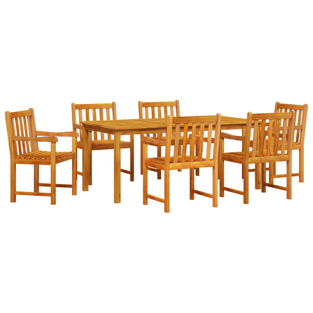 Produktbild för Trädgårdsmöbelset 7 pcs Brun Massivt Akaciaträ