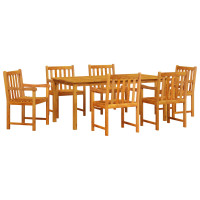 Produktbild för Trädgårdsmöbelset 7 pcs Brun Massivt Akaciaträ